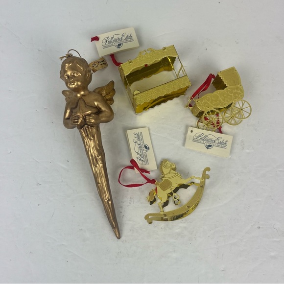 SALE-Lot of Biltmore Estate Ornaments-metal miniatures and ceramic Angel icicle - Picture 2 of 16